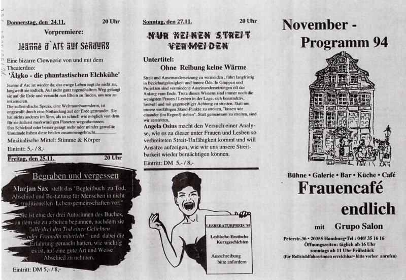 4536 Cafe Endlich Flyer November1994